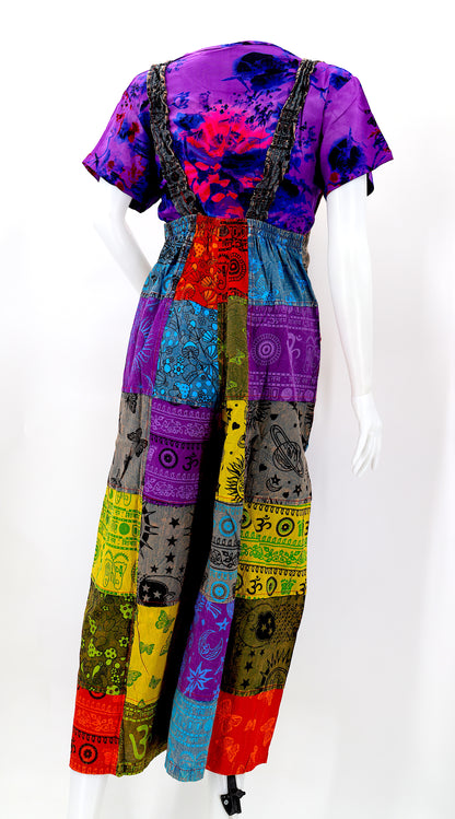 Festival Patchwork Overalls | Colorful Cotton Jumpsuit