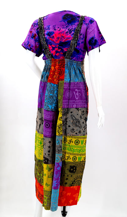 Festival Patchwork Overalls | Colorful Cotton Jumpsuit