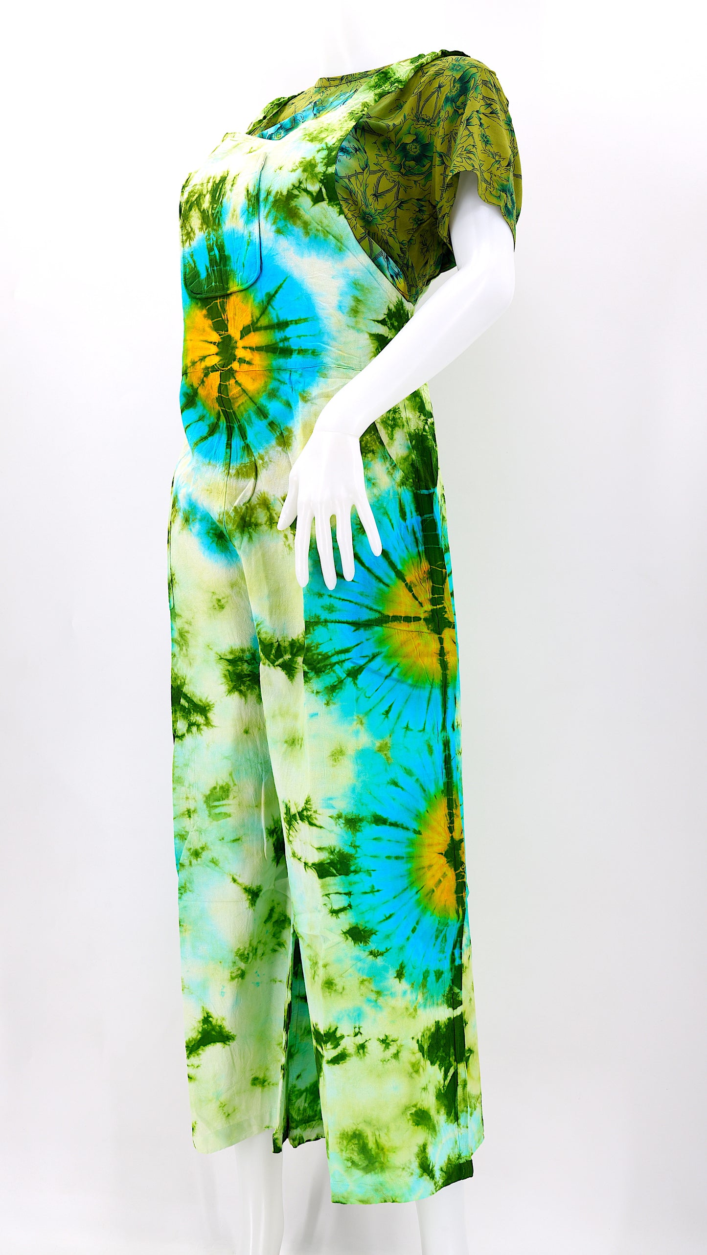 Cotton Hippie Handmade Tie Dye Wide Leg Bohemian Overalls