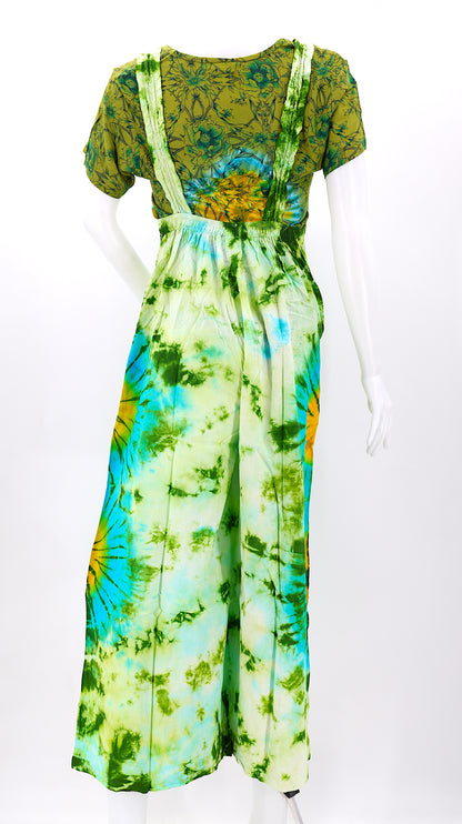 Tie Dye Wide Leg Overalls | Handmade Cotton Jumpsuit