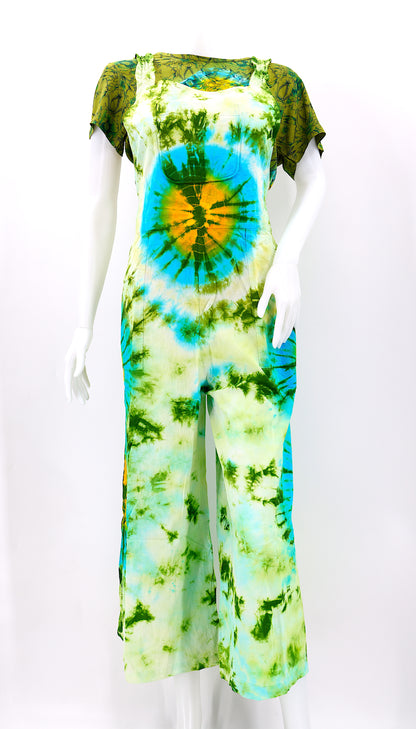 Tie Dye Wide Leg Overalls | Handmade Cotton Jumpsuit
