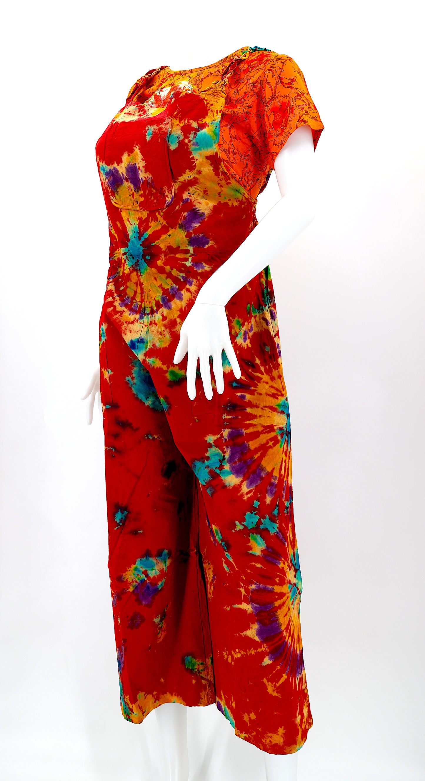 Cotton Hippie Handmade Tie Dye Wide Leg Bohemian Overalls