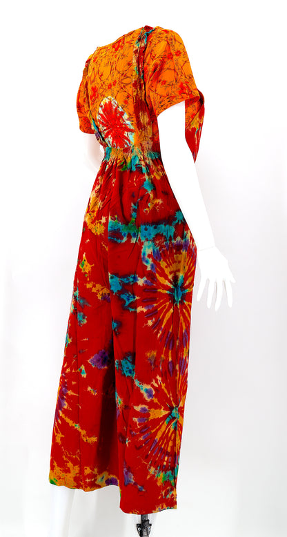 Tie Dye Wide Leg Overalls | Handmade Cotton Jumpsuit