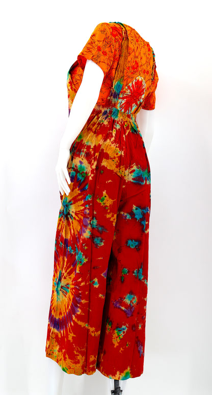 Tie Dye Wide Leg Overalls | Handmade Cotton Jumpsuit