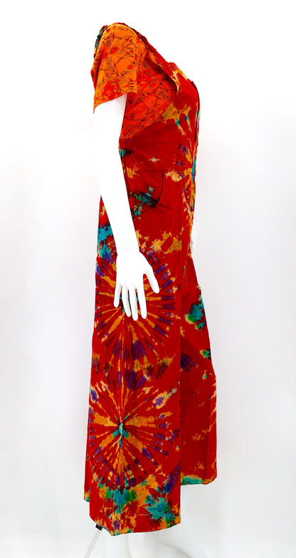 Tie Dye Wide Leg Overalls | Handmade Cotton Jumpsuit