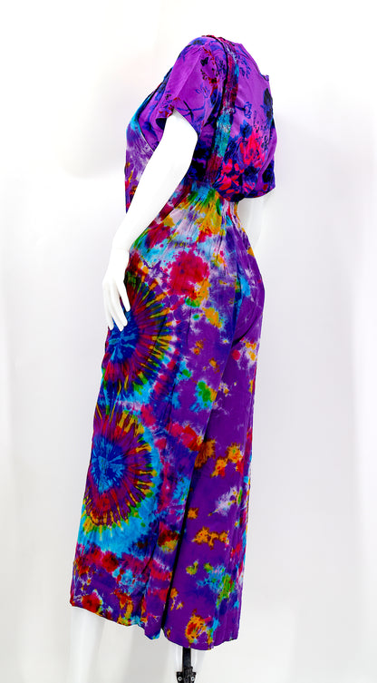 Tie Dye Wide Leg Overalls | Handmade Cotton Jumpsuit