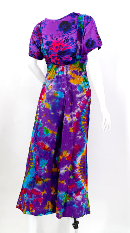 Tie Dye Wide Leg Overalls | Handmade Cotton Jumpsuit