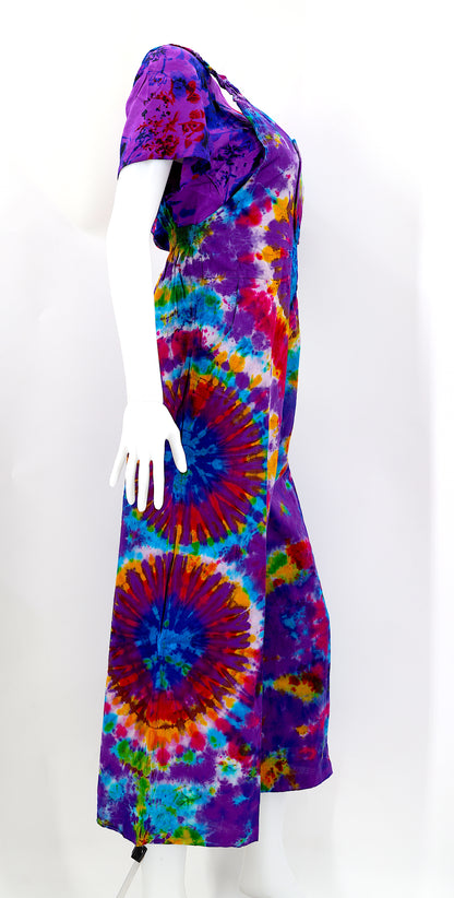 Tie Dye Wide Leg Overalls | Handmade Cotton Jumpsuit