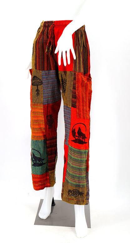 Colorful Patchwork Cotton Harem Pants | Mixed Print Design