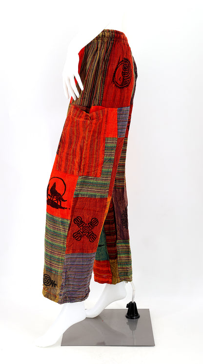 Colorful Patchwork Cotton Harem Pants | Mixed Print Design