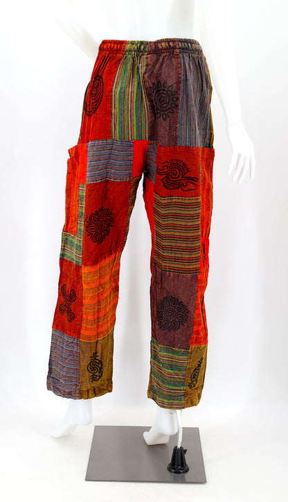 Colorful Patchwork Cotton Harem Pants | Mixed Print Design
