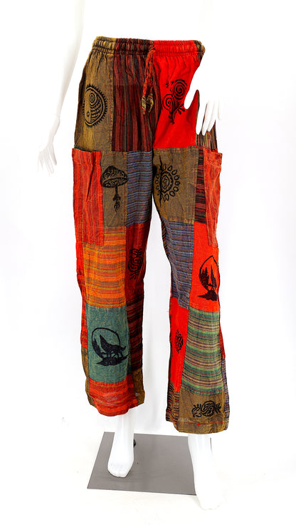 Colorful Patchwork Cotton Harem Pants | Mixed Print Design