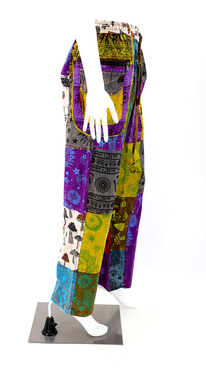 Patchwork Psychedelic Celestial Themed Cotton Straight Leg Pants