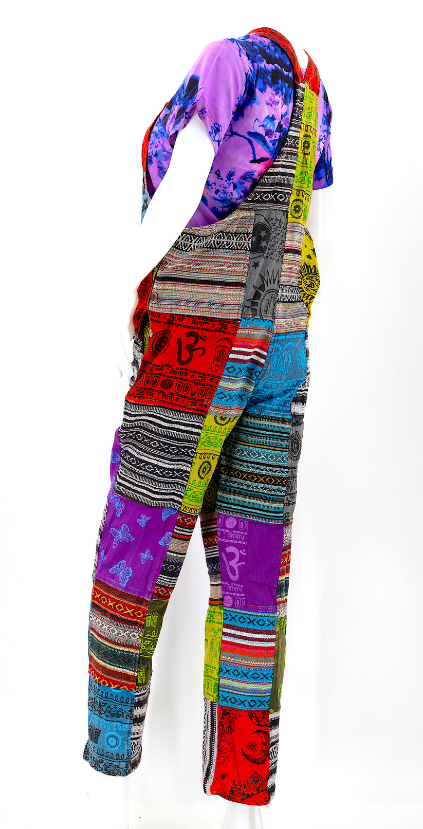 Pañuelo Venda Hippie Bohemio - Algodón Elástico, Color Morado A Rayas, Hecho A Mano En Nepal