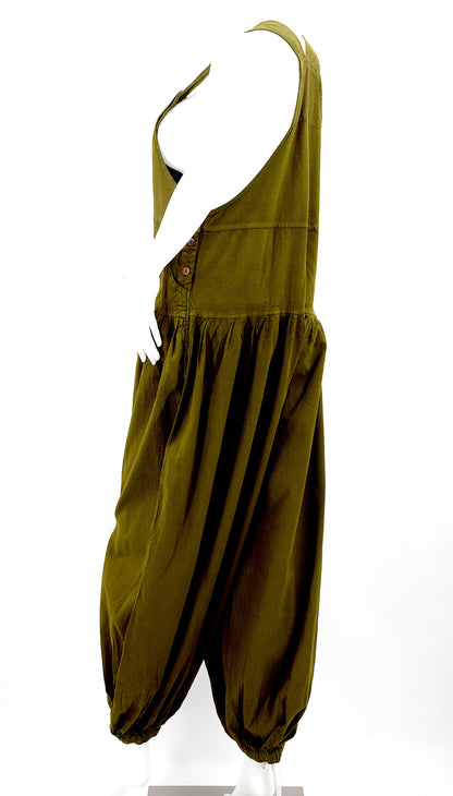 Balloon Styled Overalls | Solid Color Cotton Jumpsuit