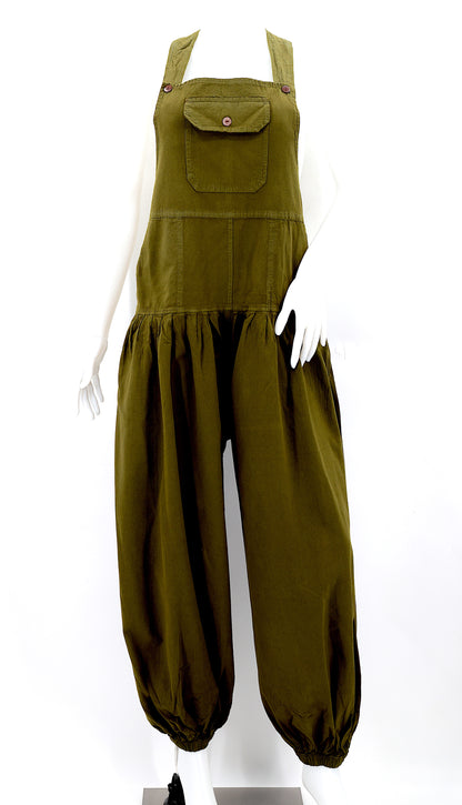 Balloon Styled Overalls | Solid Color Cotton Jumpsuit