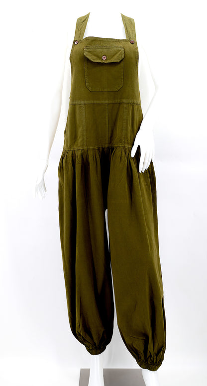 Balloon Styled Overalls | Solid Color Cotton Jumpsuit