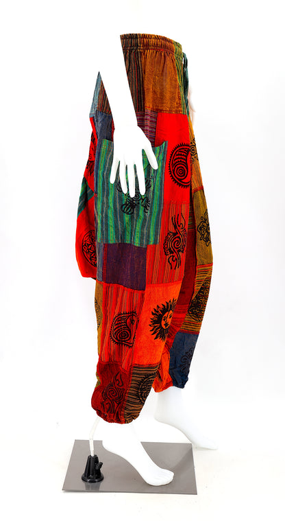 Free Size Patchwork Aladdin Pants | Drop Crotch Harem Pants