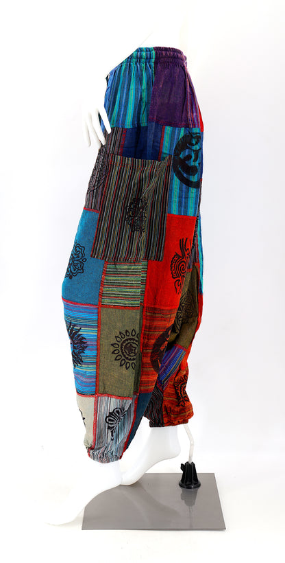 Free Size Patchwork Aladdin Pants | Drop Crotch Harem Pants