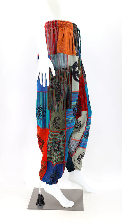 Free Size Patchwork Aladdin Pants | Drop Crotch Harem Pants
