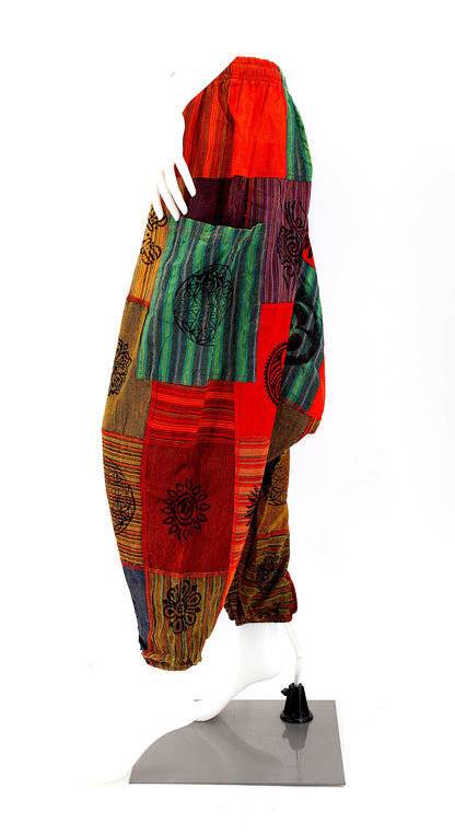 Free Size Patchwork Aladdin Pants | Drop Crotch Harem Pants