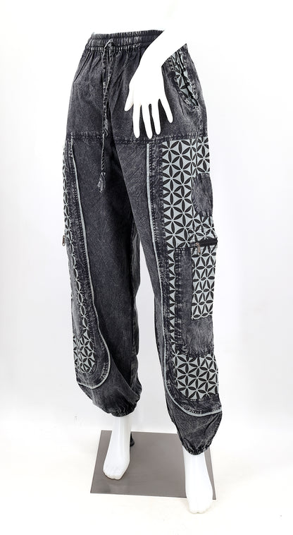 Flower of Life Print Harem Pants