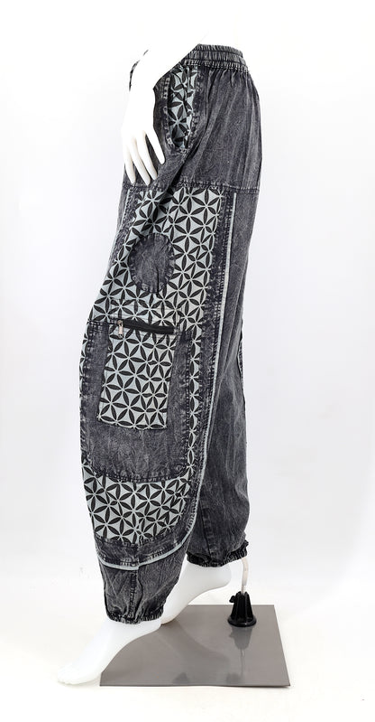 Flower of Life Print Harem Pants