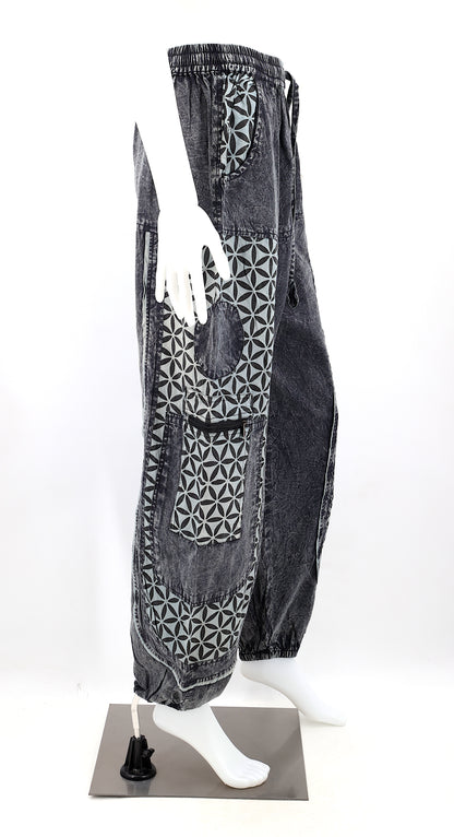 Flower of Life Print Harem Pants