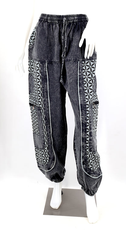 Flower of Life Print Harem Pants