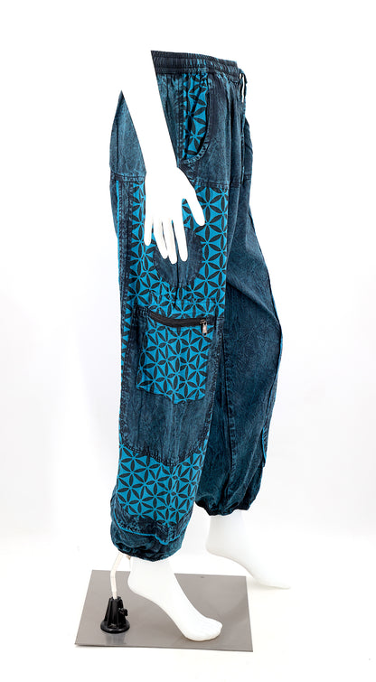 Flower of Life Print Harem Pants