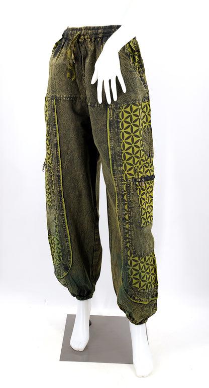 Flower of Life Print Harem Pants