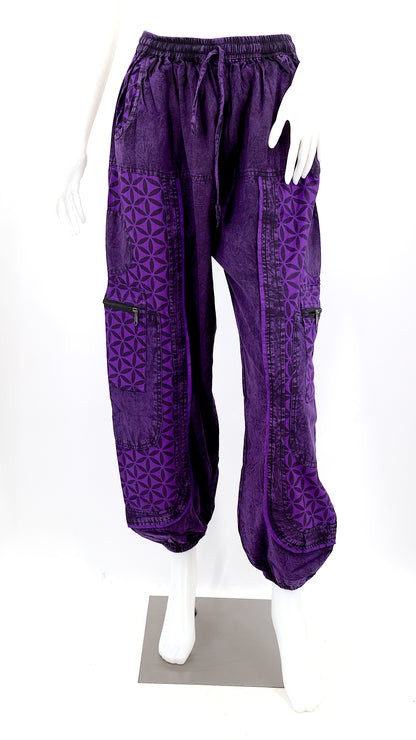 Flower of Life Print Harem Pants