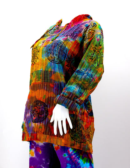 Cotton Hippie Handmade Patchwork Tie Dye Unisex Pullover Bohemian Hoodie