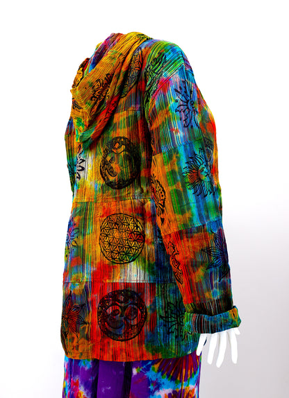 Cotton Hippie Handmade Patchwork Tie Dye Unisex Pullover Bohemian Hoodie