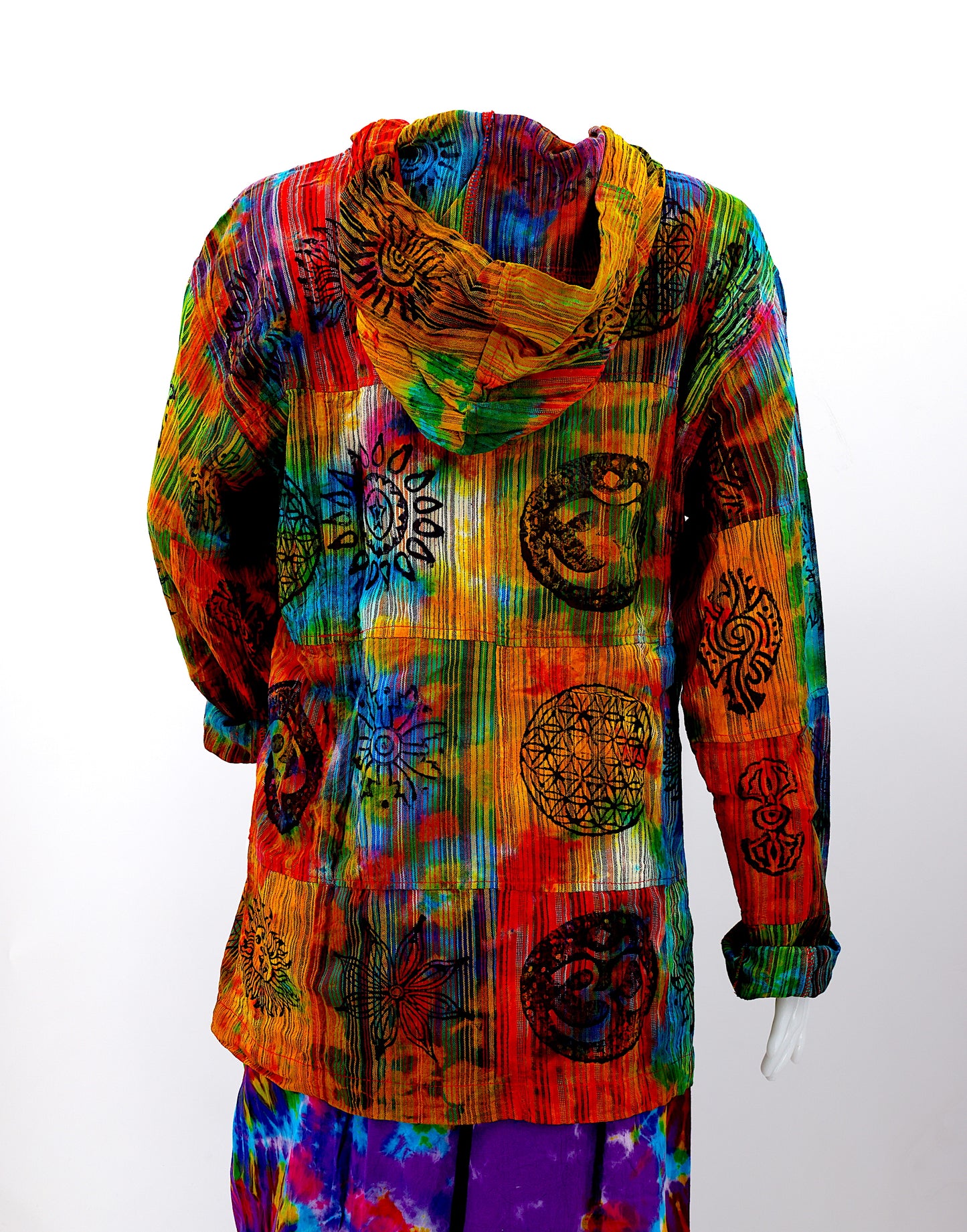 Cotton Hippie Handmade Patchwork Tie Dye Unisex Pullover Bohemian Hoodie