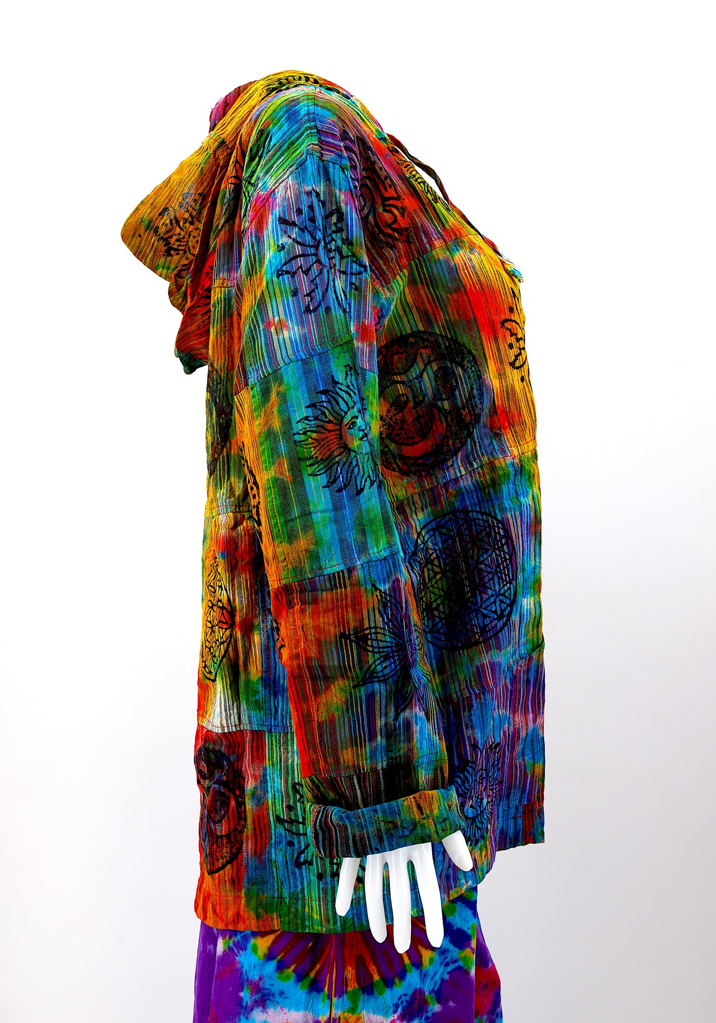 Cotton Hippie Handmade Patchwork Tie Dye Unisex Pullover Bohemian Hoodie