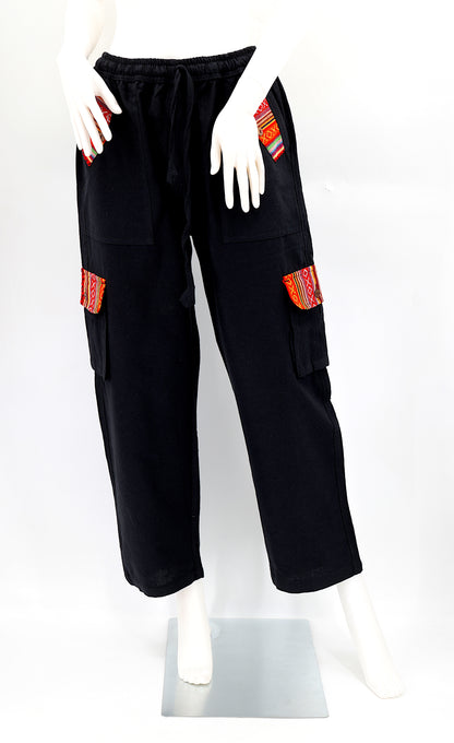 Solid Color Multi-Pocket Straight Leg Harem Pants | Cargo Pants Style