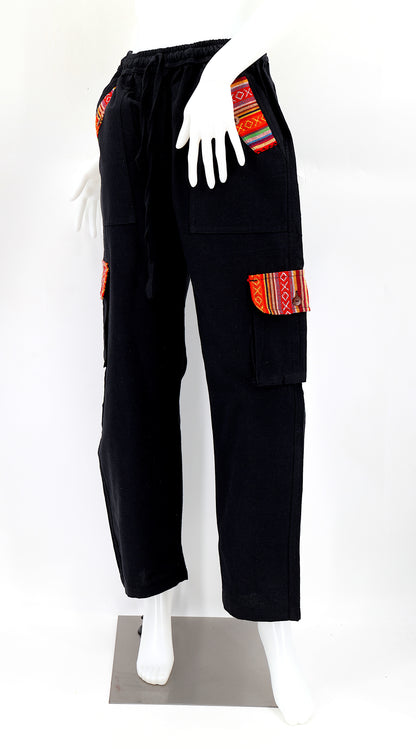 Solid Color Multi-Pocket Straight Leg Harem Pants | Cargo Pants Style