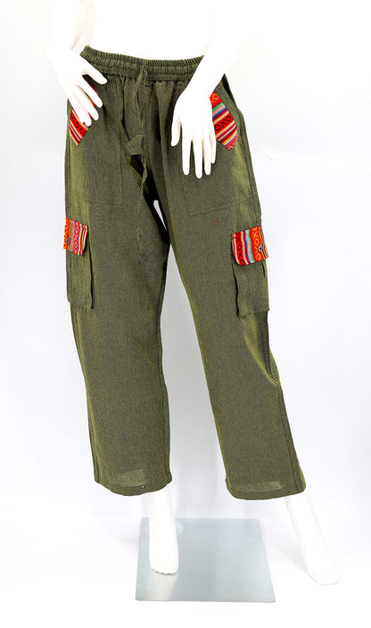 Solid Color Multi-Pocket Straight Leg Harem Pants | Cargo Pants Style