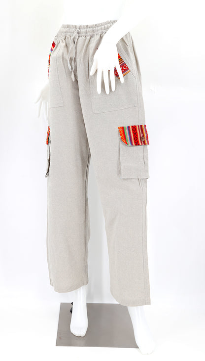 Solid Color Multi-Pocket Straight Leg Harem Pants | Cargo Pants Style