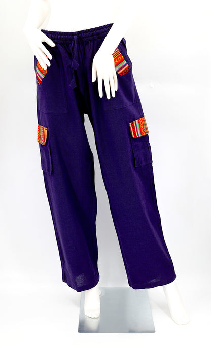 Solid Color Multi-Pocket Straight Leg Harem Pants | Cargo Pants Style