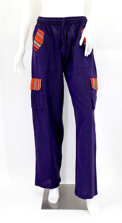 Solid Color Multi-Pocket Straight Leg Harem Pants | Cargo Pants Style