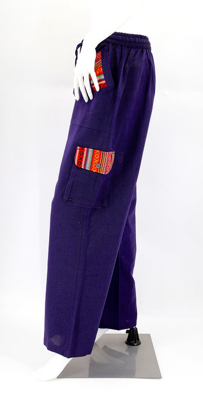 Solid Color Multi-Pocket Straight Leg Harem Pants | Cargo Pants Style