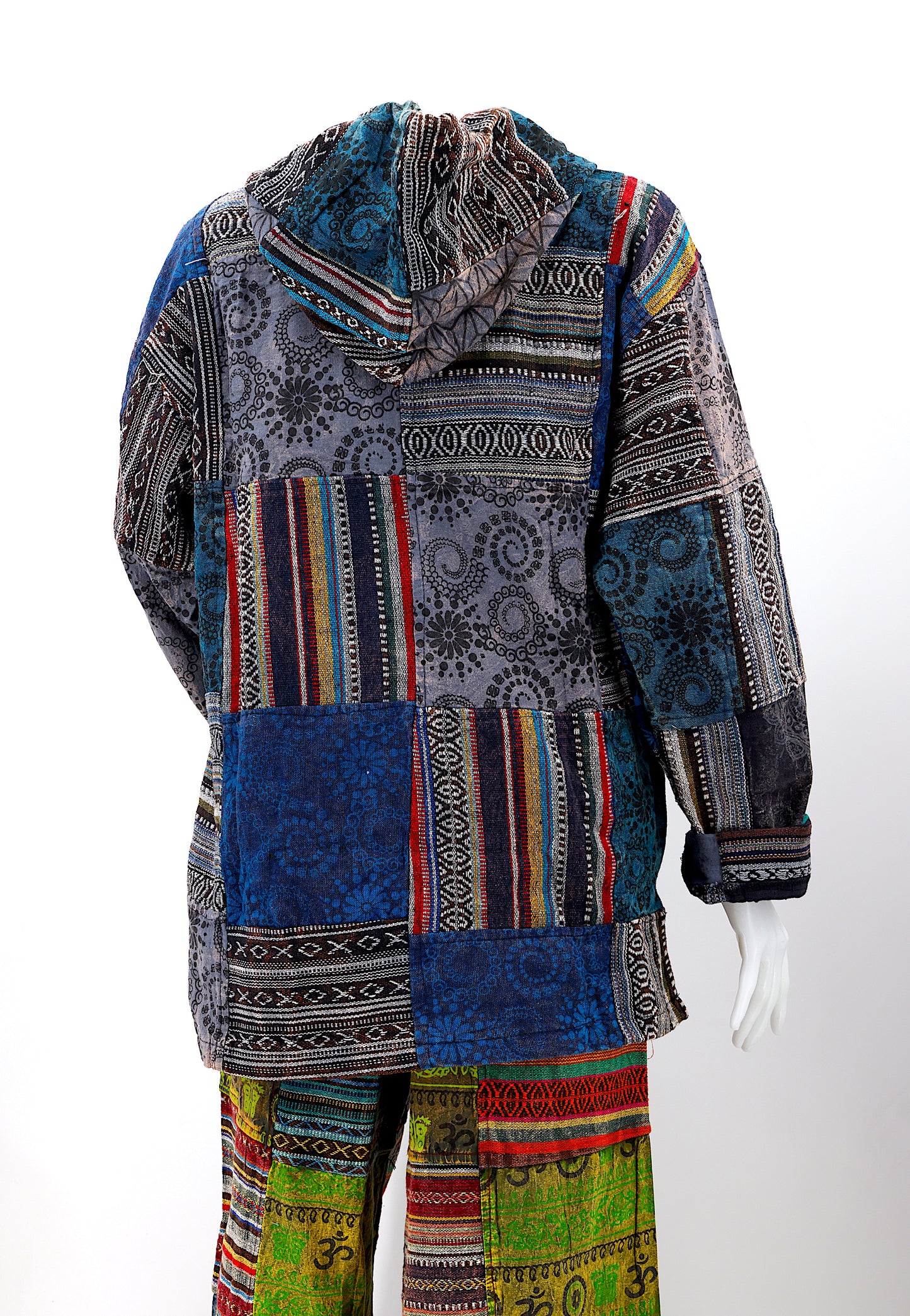 Cotton Hippie Handmade Gheri Patchwork Unisex Pullover Bohemian Hoodie