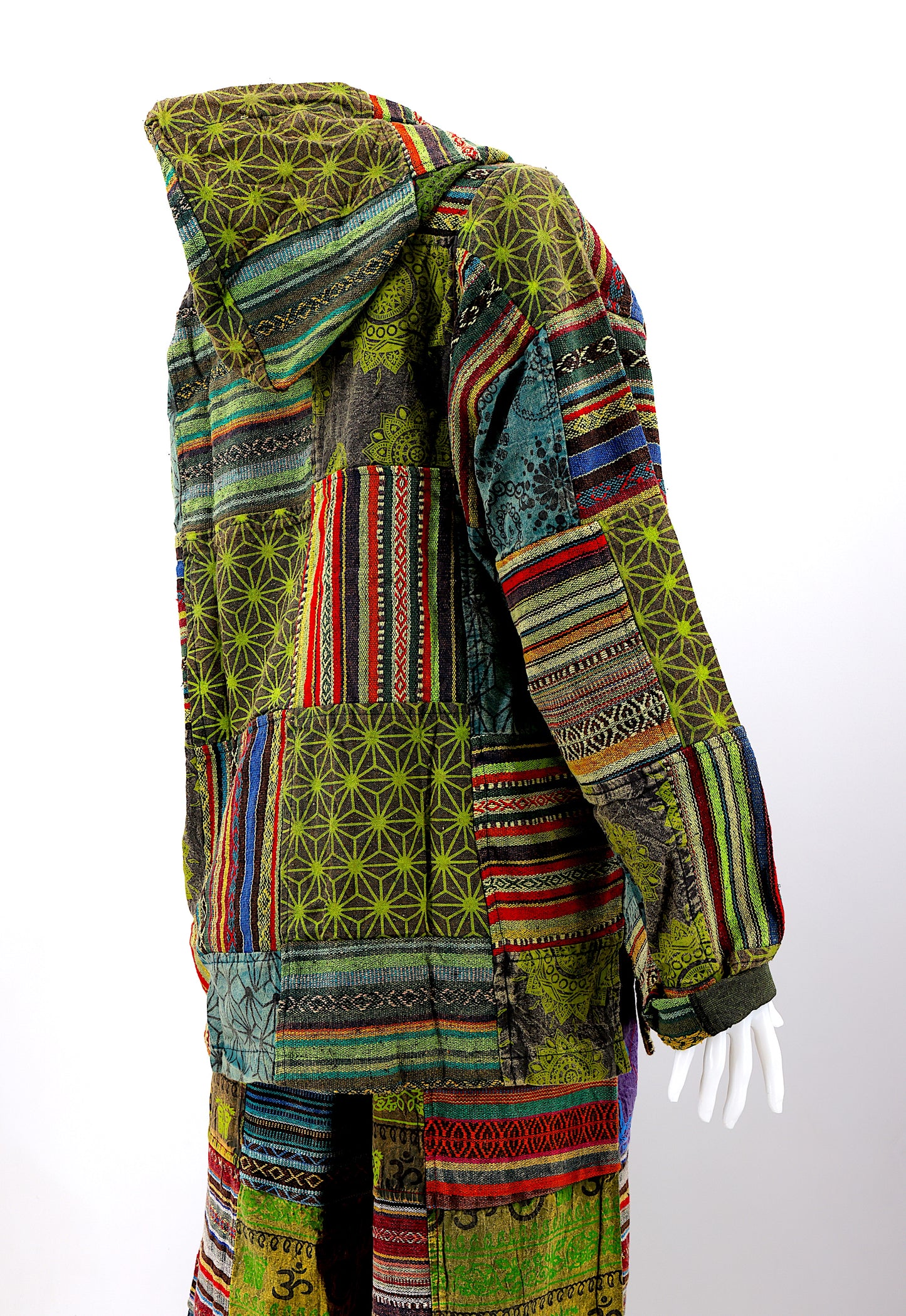 Cotton Hippie Handmade Gheri Patchwork Unisex Pullover Bohemian Hoodie