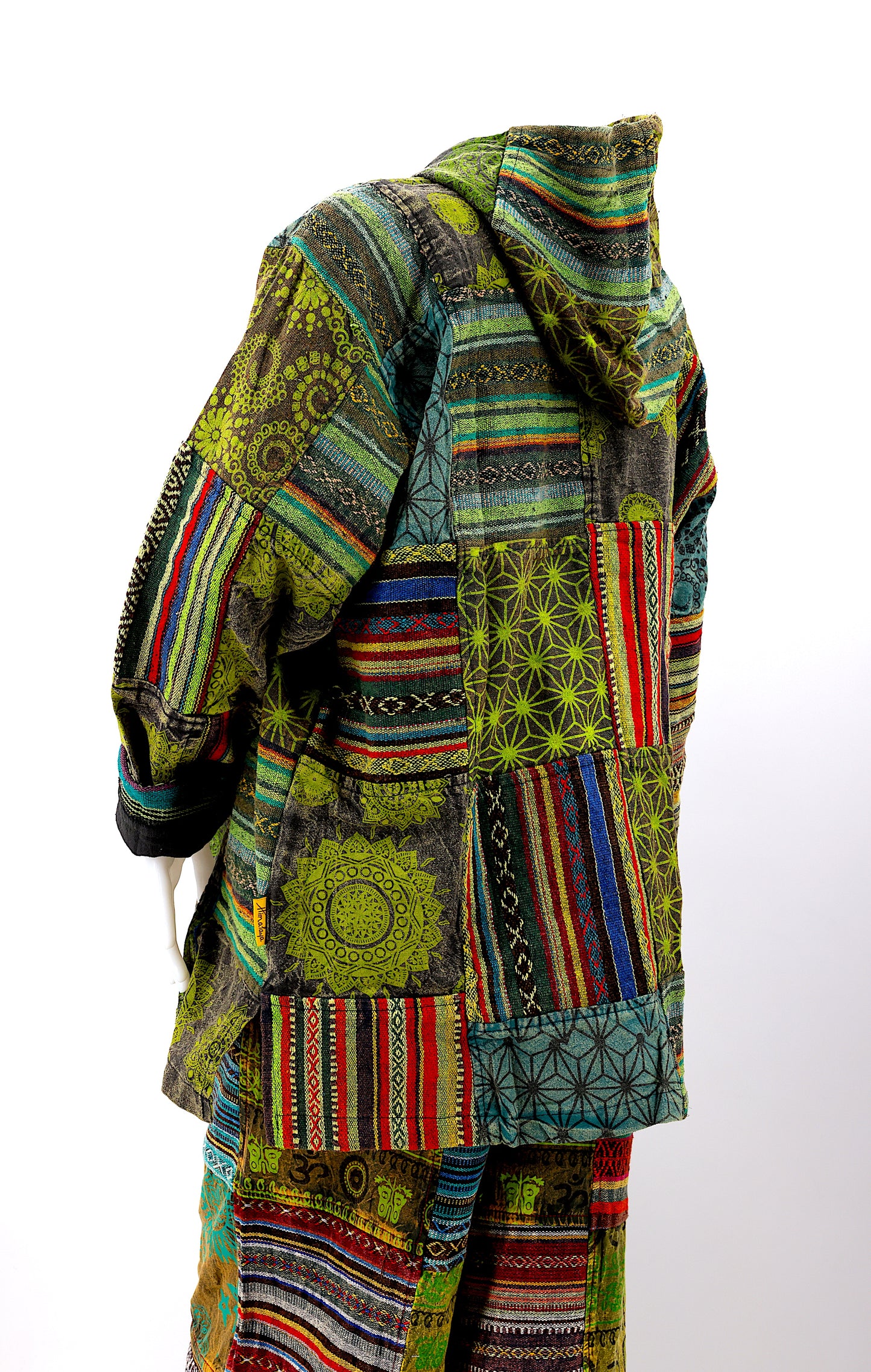 Cotton Hippie Handmade Gheri Patchwork Unisex Pullover Bohemian Hoodie