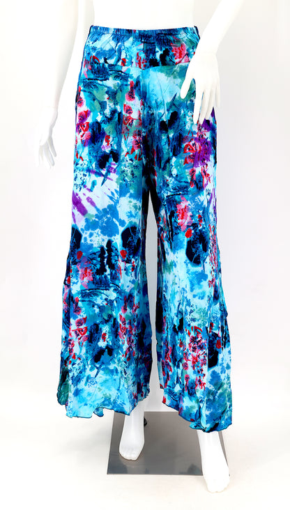 Colorful Rayon Palazzo Pants | Wide Leg Bohemian Trousers
