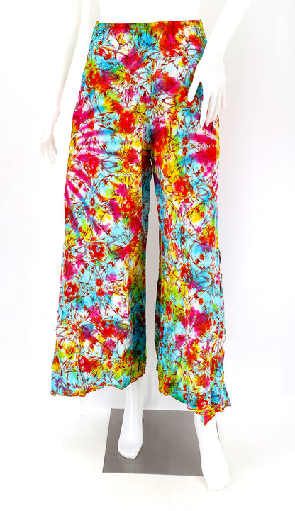 Colorful Rayon Palazzo Pants | Wide Leg Bohemian Trousers