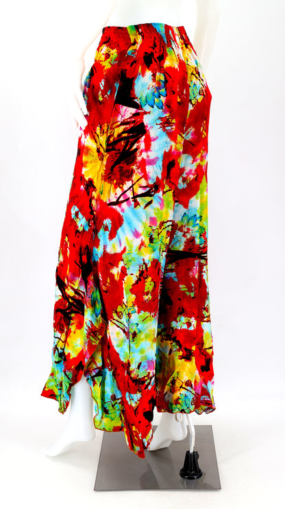 Colorful Rayon Palazzo Pants | Wide Leg Bohemian Trousers