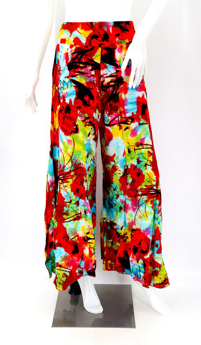 Colorful Rayon Palazzo Pants | Wide Leg Bohemian Trousers